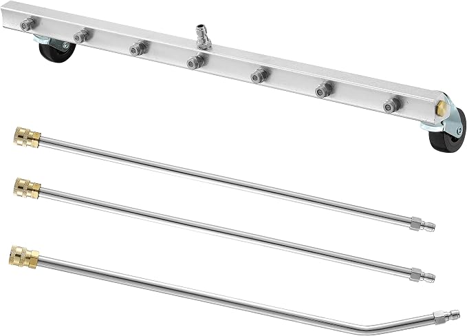 M MINGLE 24” Undercarriage Pressure Washer Attachment | Undercarriage Sprayer with 7 Nozzles, Under Car Washer with 3 Pieces Extension Wand, 4000 PSI