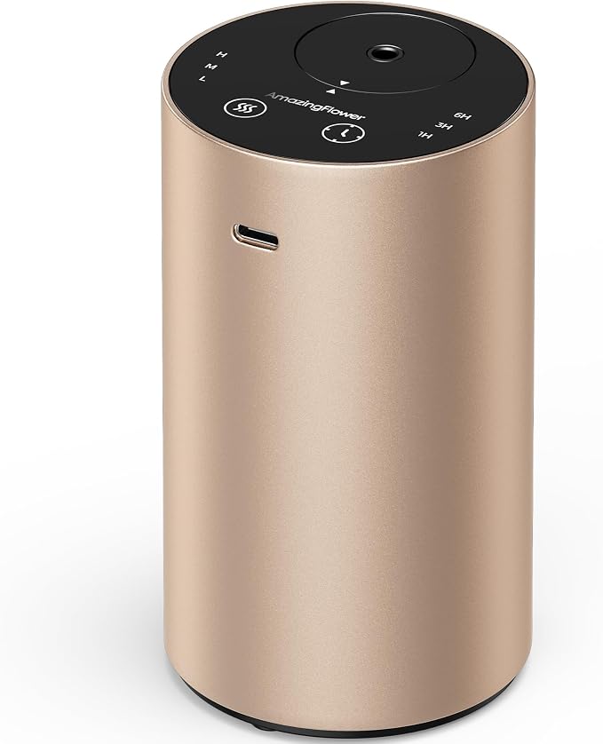 Waterless Essential Oil Diffuser, Car Scent Diffuser, Desert Titanium | Premium Aluminum Alloy Housing, Cordless, 3 Mist Levels, Timers, Portable Aromatherapy Diffuser for Home, Car & Office
