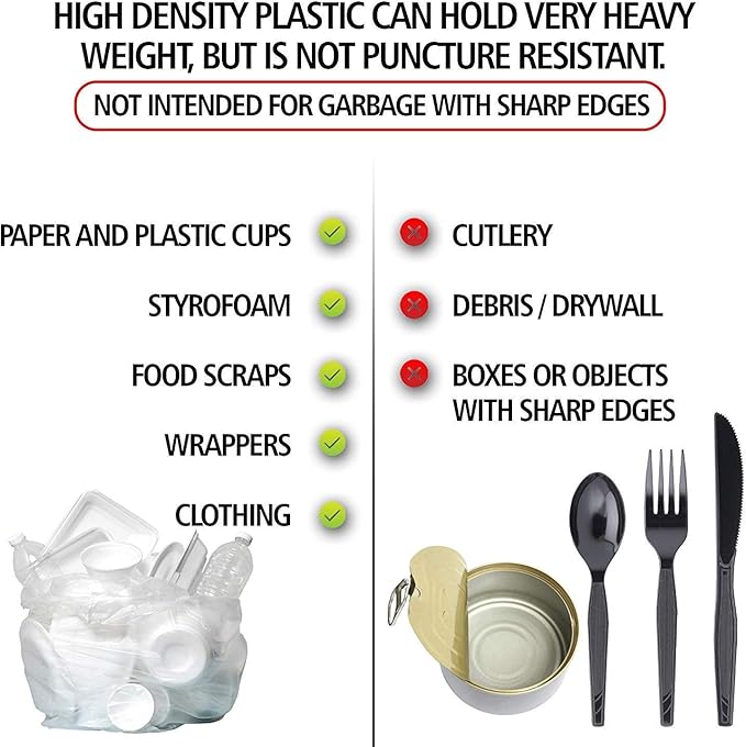 Aluf Plastics High Density Trash Bags, 45 Gallon, 1000 Count, 14 Micron (eq), 40" x 48", Clear, for Bathroom, Office, Industrial, Commercial, Janitorial, Municipal, Recycling