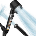 PWERAN Filtered Shower Head with Handheld, High Pressure 3 Spray Mode Showerhead with 18 Stage Water Softener Filters for Hard Water - Remove Chlorine-BLACK