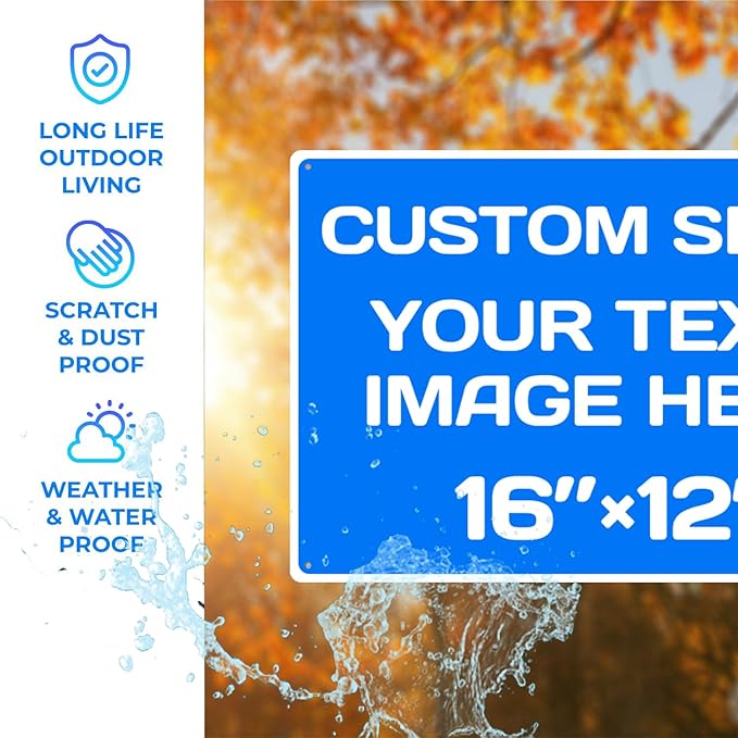 Personalized Aluminum Metal Signs - Weatherproof, Custom Text & Picture, Multiple Sizes, Hazard, Garden, Custom Door, Business Signs