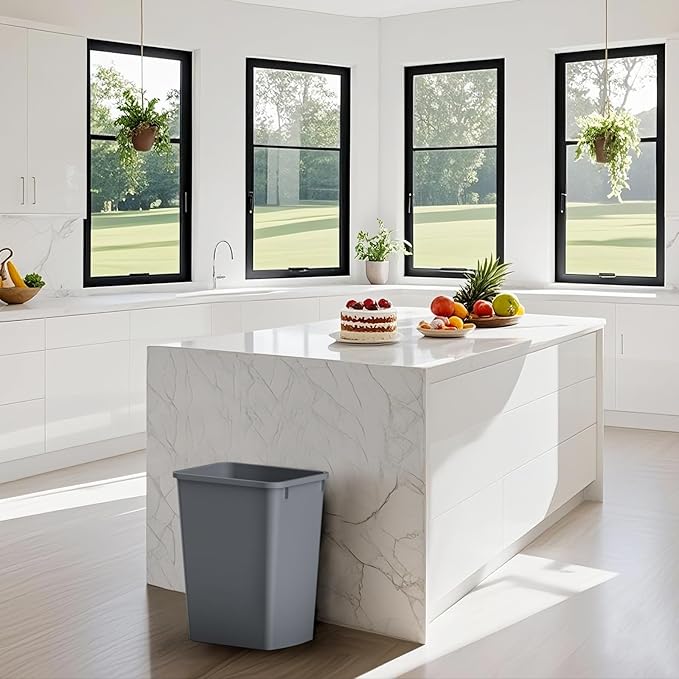 ROOMTEC 35QT Kitchen Trash Can, Lightweight and Sturdy Slim Trash Can, Wastebaskets for Office, Workspace, Kitchen, Bathroom, 2 Packs