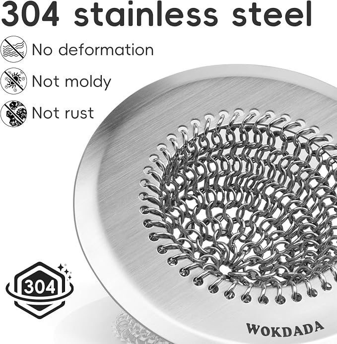 Revolutionary Kitchen Sink Drain Strainer/Patented Reversible Chain Mesh, Effortless Cleaning & Debris Catcher, Large Capacity, Anti-Clog, 304 Stainless Steel & Rust-Proof/Handmade | Revolutionary Sink Strainer, Easy Clean , Fast Drainage,304 Stainless...