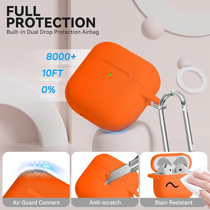 for AirPods 4 Case, TNSNK Silicone AirPod 4 Case Cover Compatible with Apple Airpods 4th Gen, Shockproof Protective Cases for Women Girly with Cleaner Kit and Keychain, Front LED Visible