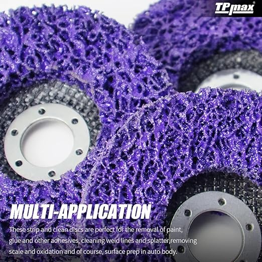 4 inch Stripping Discs Rust Remover Discs Remove Paint and Oxidation 5/8 inch Arbor Clean Discs Poly Strip Disc Angle Grinding Wheel - 5 Pack(Purple)