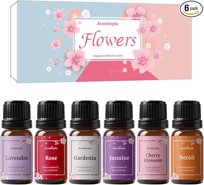 Floral Essential Oils, Fragrance Oils for Candle Soap Making | 10ml* 6 Premium Diffuser Essential Oils, IFRA Certified