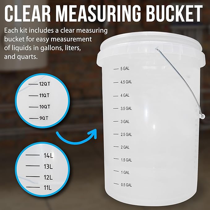 DrainX Tankless Water Heater Flushing Kit Includes Pump, Hoses, 5-Gallon Bucket, Concentrated Vinegar, and Replacement Filter for Rinnai Systems