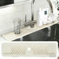 EBIGIC 24 Inch Silicone Faucet Mat for Kitchen Sink, 7° Slope Fast Self-Draining Sink Splash Guard, Kitchen Sink Water Catcher Organizer, Kitchen Sink Accessories (off-white, 24''x5.6'')
