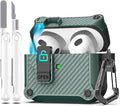 R-FUN for AirPods 3 Case Cover with Lock Magnetic Lid, Pine Green | Compatible with Apple AirPods 3rd Generation (2019) Case with Cleaner Kit & Carabiner, Powerful Drop Protection