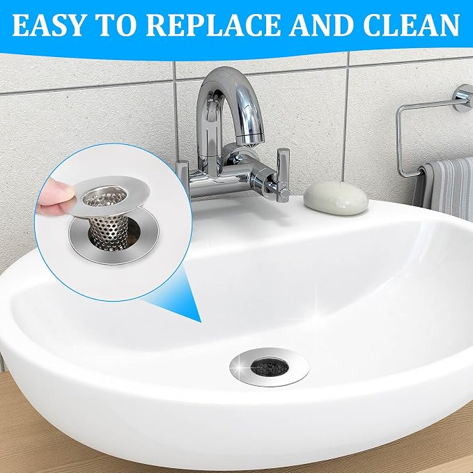Dayker 3PCS Bathroom Sink Drain Strainers, Stainless Steel Hair Catcher, Cone Shaped Floor Drain Replacement Fit Hole Size 1.2"-1.6", for Laundry Floor Drain, Bathtub, Kitchen Slop Basket Filter Trap