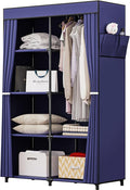 SORCEDAS Portable Closet Wardrobe Organizer Storage with Cover Non-Woben Fabric Portable Wardrobe Closet for Hanging Clothes Racks Shelving 33 Inch for Bedroom, Blue (Blue, 33Inch)