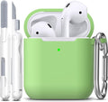 R-fun for AirPods 1/2 Case, Soft Silicone Protective Cover with Keychain and Cleaning Pen, Compatible with AirPods 2nd/1st Generation (2016/2019), Full Drop Protection Cover, Avocado