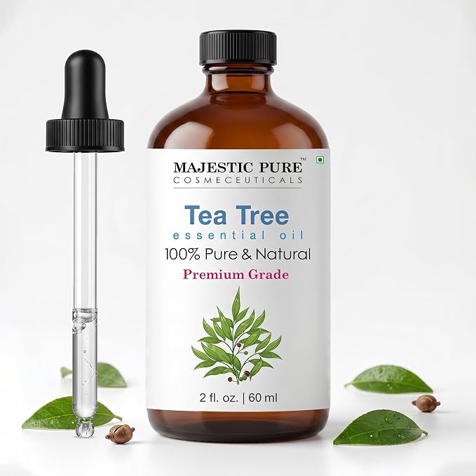 Majestic Pure Tea Tree Essential Oil for Diffuser - 2 Fl Oz | 100% Pure & Natural Ideal for diffuser use, aromatherapy, massage, soap making, candle making home fragrance