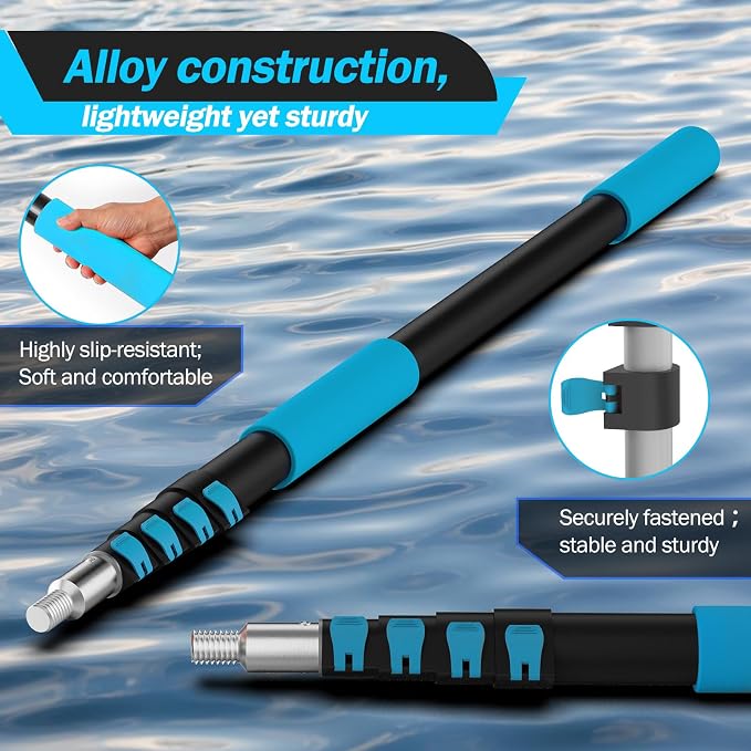 26FT Reach Telescopic Extension Pole, 5-20FT Paint Roller Extension Pole with Flip-Lock Design, Aluminum Alloy Threaded Head for Painting Cleaning Dusting & Window Washing Tools