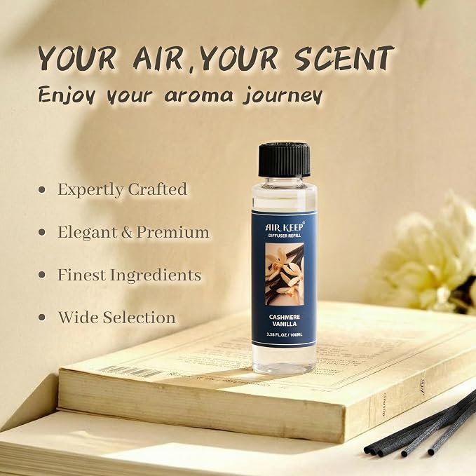 Reed Diffuser Oil Refill/Cashmere Vanilla/3.38 oz / 1 Pack/Air Freshener & Aromatherapy Essential Oil Blend for Home Fragrance – Scented Refill Oil for Bathroom, Bedroom & Home Decor