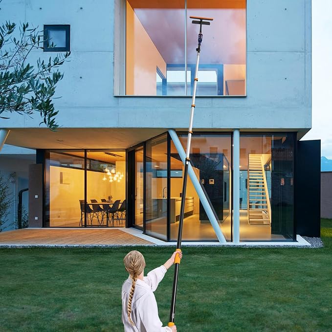 VEVOR Telescopic Extension Pole, 7-30 FT Multi-Purpose Extension Pole, Sturdy Aluminum Alloy Paint Extendable Pole with Flip-Lock Design, Telescopic Pole for Painting, Dusting and Cleaning | For Painting, Dusting, Cleaning, Flip-Lock Design, Flexible L...