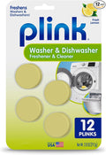 Plink Washing Machine and Dishwasher Cleaner and Freshener, Prevents Residue and Removes Odors in Kitchen and Laundry Room Appliances, Septic-Friendly, Made in the USA, Lemon Scent, 12 Tablets