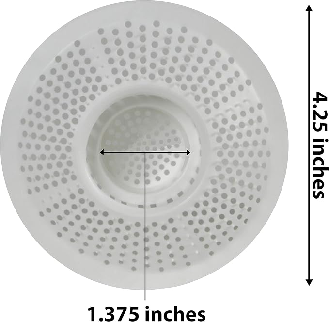 Hairstopper Drain Cover Hair Catcher for Shower and Bathtub, Protects Against Clogs Without Blocking Water Flow, White, 3 Pack