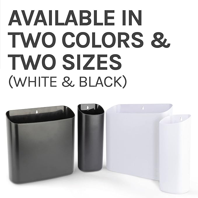 JS Jackson Supplies White Lint Bin with Magnetic Back (Set of 2), Large and Small Space Saving Trash Bins and Organizers for Laundry Room and Kitchen, Wall Mountable