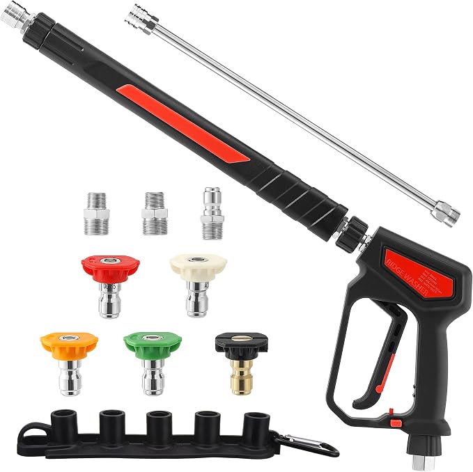 RIDGE WASHER Pressure Washer Gun 5000 PSI, 12 GPM, M22 Fitting | Detachable M22 14 Male to 1/4" Quick Connect, 360° Swivel 3/8'' NPT Thread