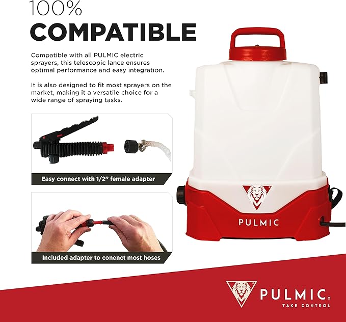 PULMIC Extensible Telescopic Sprayer Lance 16.4ft with Adjustable Nozzle - Ideal for Pesticides, Fertilizers, Roof & Gutter Cleaning, Tree & Garden Applications - Lightweight, High Reach Sprayer