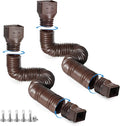 plusgutter Brown 2-Pack Rain Gutter Downspout Extensions Flexible, Drain Downspout Extender,Down Spout Drain Extender, Gutter Connector Rainwater Drainage,Extendable from 21 to 68 Inches