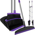 Broom and Dustpan Combo Set, 51" Long Handle Broom with Squeegee | Wet & Dry Cleaning for Pet Areas, Built-in Comb Dustpan, Foldable Space-Saving Storage, Multi-Surface Floor Cleaning