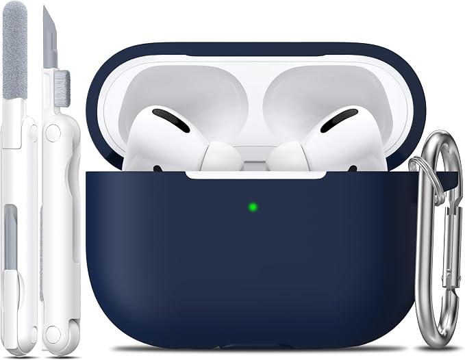 for AirPods Pro 2 Case, Soft Silicone Protective Cover with Keychain and Cleaning Pen, Compatible with AirPods Pro 2nd/1st Generation, Supports Wireless Charging, Midnight Blue
