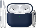 for AirPods Pro 2 Case, Soft Silicone Protective Cover with Keychain and Cleaning Pen, Compatible with AirPods Pro 2nd/1st Generation, Supports Wireless Charging, Midnight Blue