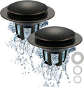 WELSAN Oil Rubbed Bronze Bathroom Sink Drain Stopper 1 1/8"-1 1/2", 2 Pack | Bathroom Sink Stopper Replacement, Universal Pop-Up Drain Stopper Plug Strainer with Hair Catcher, Anti-Clogging Design