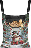 Snowman Clothespin Bag Christmas 2025 Hanging Storage Organizer Clothes Pin Bag Waterproof Laundry Clothespin Bag Clothespin Holder with Hanger Hook for Easy Hang and Large Opening