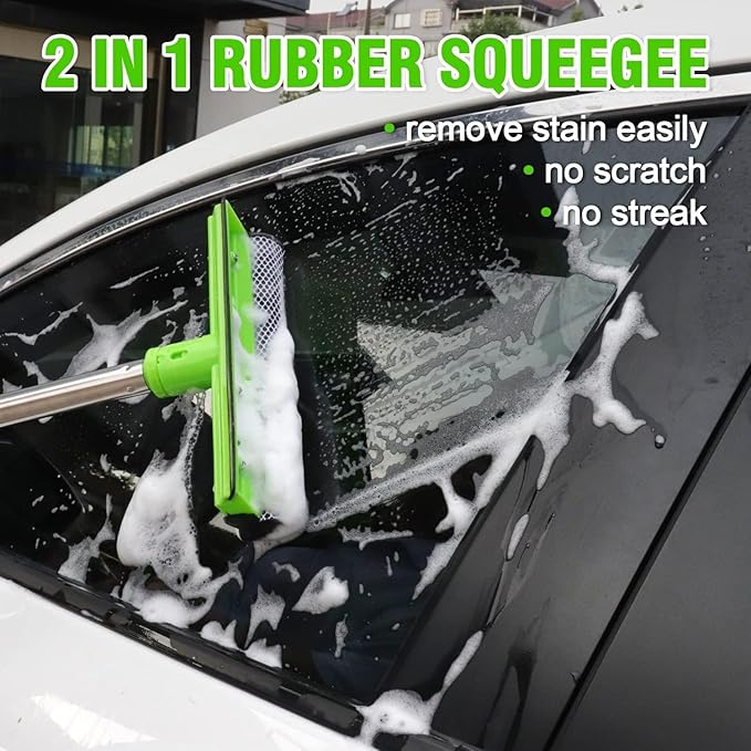 HITJOY 62'' Car Wash Brush with Long Handle, 11Pcs Car Wash Kits | Car Cleaning Kits, Windshield Window Squeegee, Car Duster Microfiber Towel Gloves for Cars, RV, SUV, Truck