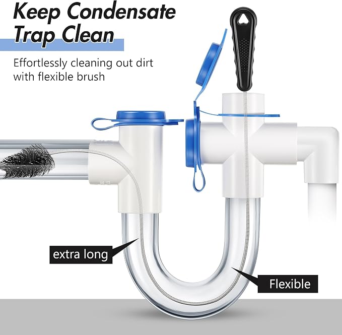 Condensate Trap Flexible Drain Brush, AC Drain Line Cleaning Brush for AC & HAVC Condensate P Trap(48 Inch,Black,1 Pc)