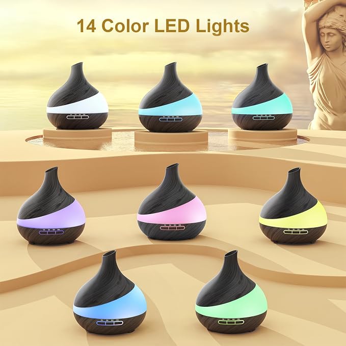 Essential Oil Diffuser for Women: 500ml with 14 Color LED | Aromatherapy Diffuser with 2 Mist Levels - Ideal for Bedroom, Office & Travel - Auto Shut-Off for Safe Sleep