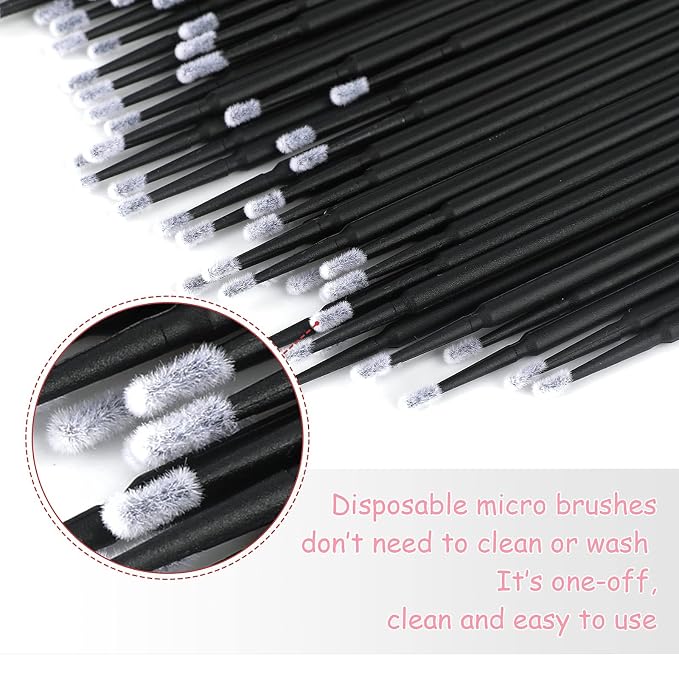 G2PLUS Micro Swabs, Disposable Micro Applicator Brushes and Swabs 100PCS | Black Cotton Tips for Makeup Correction, Eyeliner Detailing, Nail Art Cleanup, Brow Tinting, Lash Extension Prep and Pro Use