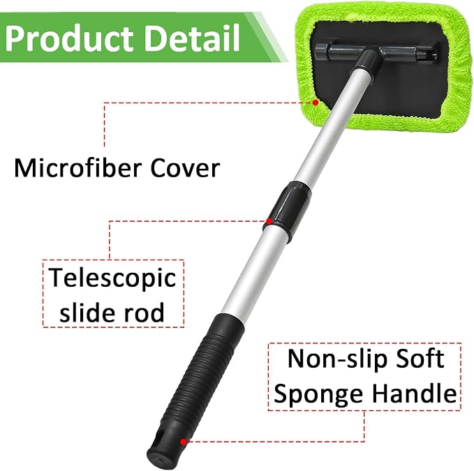 15 Pieces Windshield Cleaner Tool, Inside Car Window Cleaning Tool with 9 Microfiber Pads and 3 Spray Bottles, Windshield Cleaner Tool Auto Interior Exterior Glass Wiper Kit