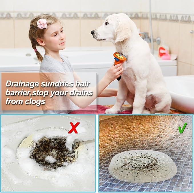 Hair Drain Catcher,Square Drain Cover for Shower Strong Adhesion Silicone Hair Stopper with Suction Cup,Easy to Install Suit for Bathroom,Bathtub,Kitchen 2 Pack (Cream White) | Drainer Cover Silicone Hair Stopper with Suction Cups,Protector Accessories...