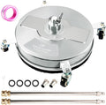 17" Pressure Washer Surface Cleaner with 4 Wheels, Stainless Steel Power Washer Surface Cleaner for Driveways Sidewalks Patios, 1/4" Quick Connector, 2 Extension Wand, 4000 PSI
