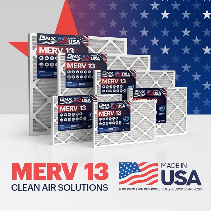 BNX TruFilter 14x24x1 Air Filter MERV 13 (4-Pack) - MADE IN USA - Electrostatic Pleated Air Conditioner HVAC AC Furnace Filters for Allergies, Pollen, Mold, Bacteria, Smoke, Allergen, MPR 1900 FPR 10