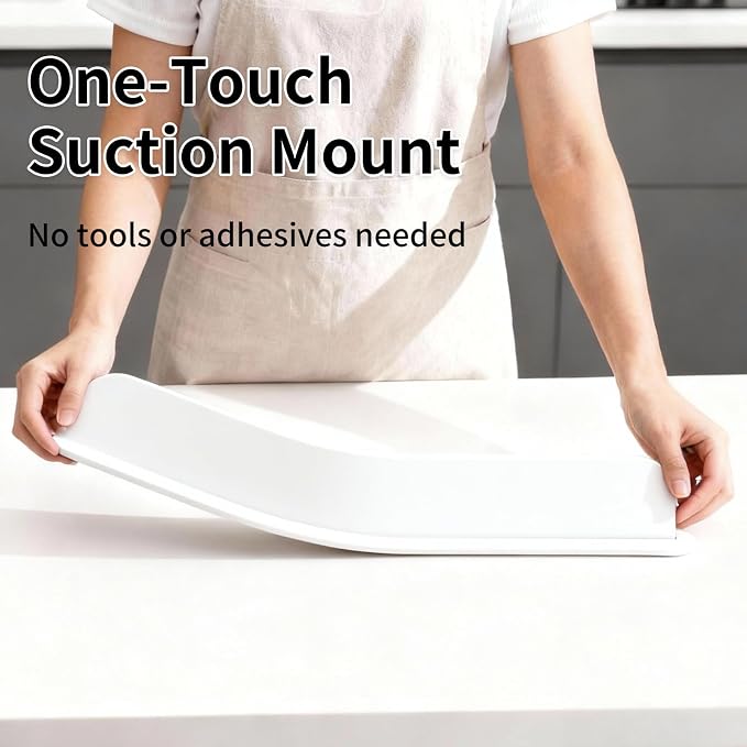 19.2inch(49cm) Silicone Sink Splash Guard, Sink Splash Guard with Suction Cup,Kitchen Sink Water Splash Guard, Kitchen Sink Splash Guard that Can Be Placed Behind (1, White)