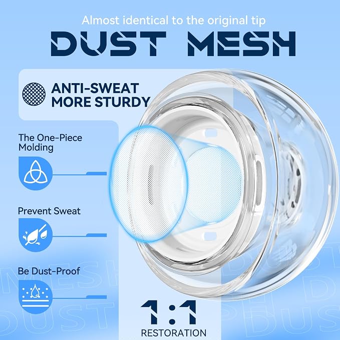 Inesore 4 Pairs Replacement Ear Tips for AirPods Pro 2nd/1st (Clear) | with Noise Reduction Hole & Built-in dust Guard Screen,Silicone,with Portable Storage Box & Cleaner Pen,4 Size (XS/S/M/L)