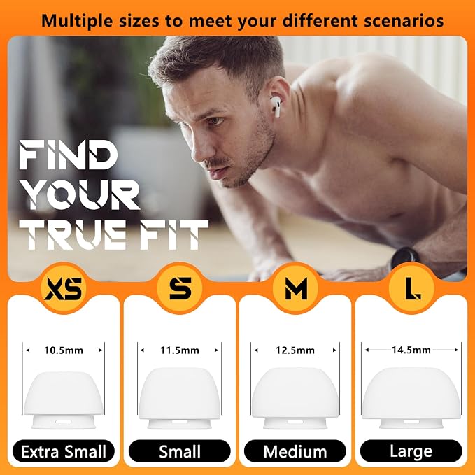 Inesore 4 Pairs Replacement Ear Tips for AirPods Pro 2nd/1st (White) | with Noise Reduction Hole & Built-in dust Guard Screen,Silicone,with Portable Storage Box & Cleaner Pen,4 Size (XS/S/M/L)