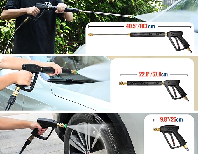 YAMATIC Pressure Washer Gun and 50 FT Hose with Extension Wand 3/8"&M22-14 | Kink Resistant Power Wash Hose Easy Pull Trigger Gun Replacement for Ryobi, Simpson, Craftsman For Gas Power Washer 4000 PSI