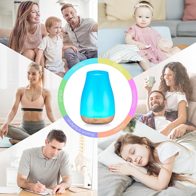 Homeweeks Essential Oil Diffuser for Room 100 ML 1 Pack | Aromatherapy Scent Diffuser Adjustable Mist Mode, Cool Mist, Auto Off Ultrasonic Aroma Fragrance Diffuser for Bedroom Office