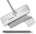JOYMOOP Flat Mop System, Microfiber Mop for Floor Cleaning, 60" Long Handle with 15" Microfiber Flat Head, White