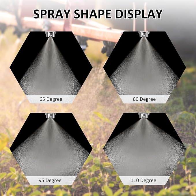 M METERXITY 5-Pack Flat Fan Spray Tip, 65 Degree 1/4BSPT Male Stainless Steel Pressure Washer Nozzles Cleaner Nozzle Replacement W Sealing Tape for Water Guns (1.8mm Orifice)