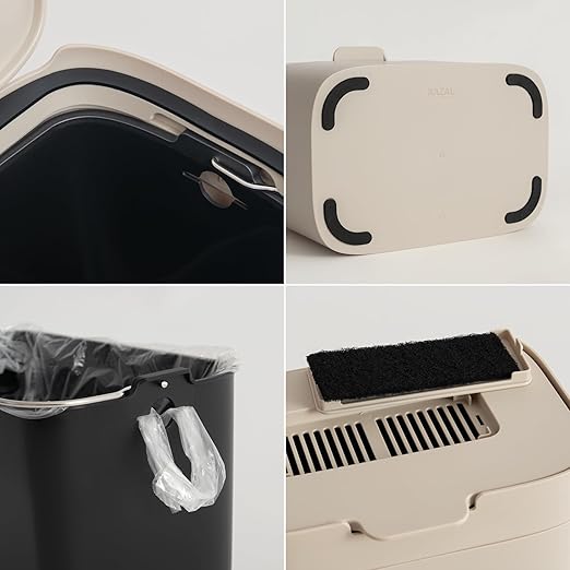 KAZAI. Compost Bin Kitchen 'Elin' | 1.2 GAL / 4.5L Countertop Compost Bin with Lid & Carbon Filter | Odor-Free, Dishwasher Safe, with Inner Bucket | Small Indoor Kitchen Composter | Taupe