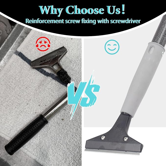Floor Scraper Heavy Duty Long Handle,61in 4" Razor Blade Floor Scraper Adjustable with 10PCS Extra Metal Blades Paint Scraper for Cleaning Stickers Gum Glass Wall Tile Linoleum Stove Top