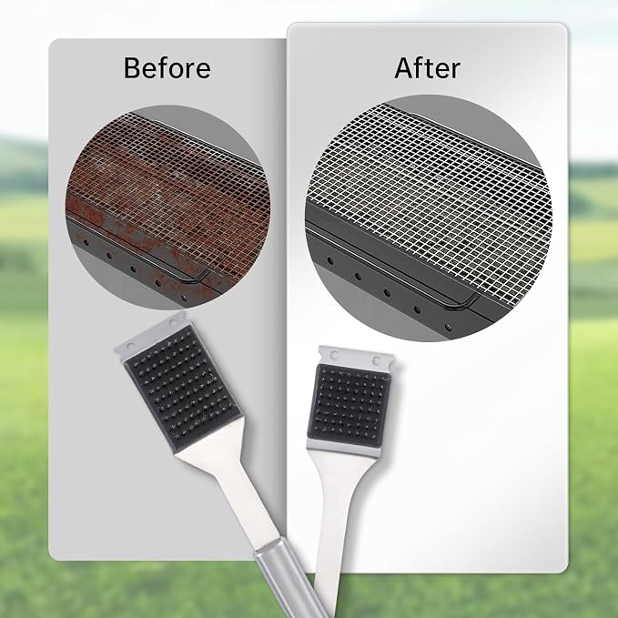 2 Pack Grill Brush and Scraper, 16.5” & 14” Wire BBQ Grill Brush for Outdoor Grill, 304 Stainless Steel Cleaning Brush BBQ Grill Accessories, Safe Grill Cleaner Brush-Ideal Gift for Men/Dad BBQ Brush