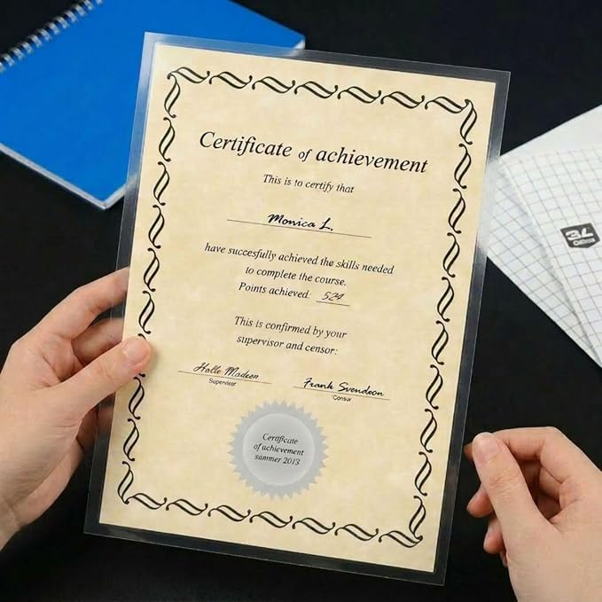Tarifold Self-Adhesive Laminating Sheets, 9 x 12 inches, 100 Count | 100 self-laminating sheets, 9 x 12 inches, no machine required, clear protective finish, protects documents and photos
